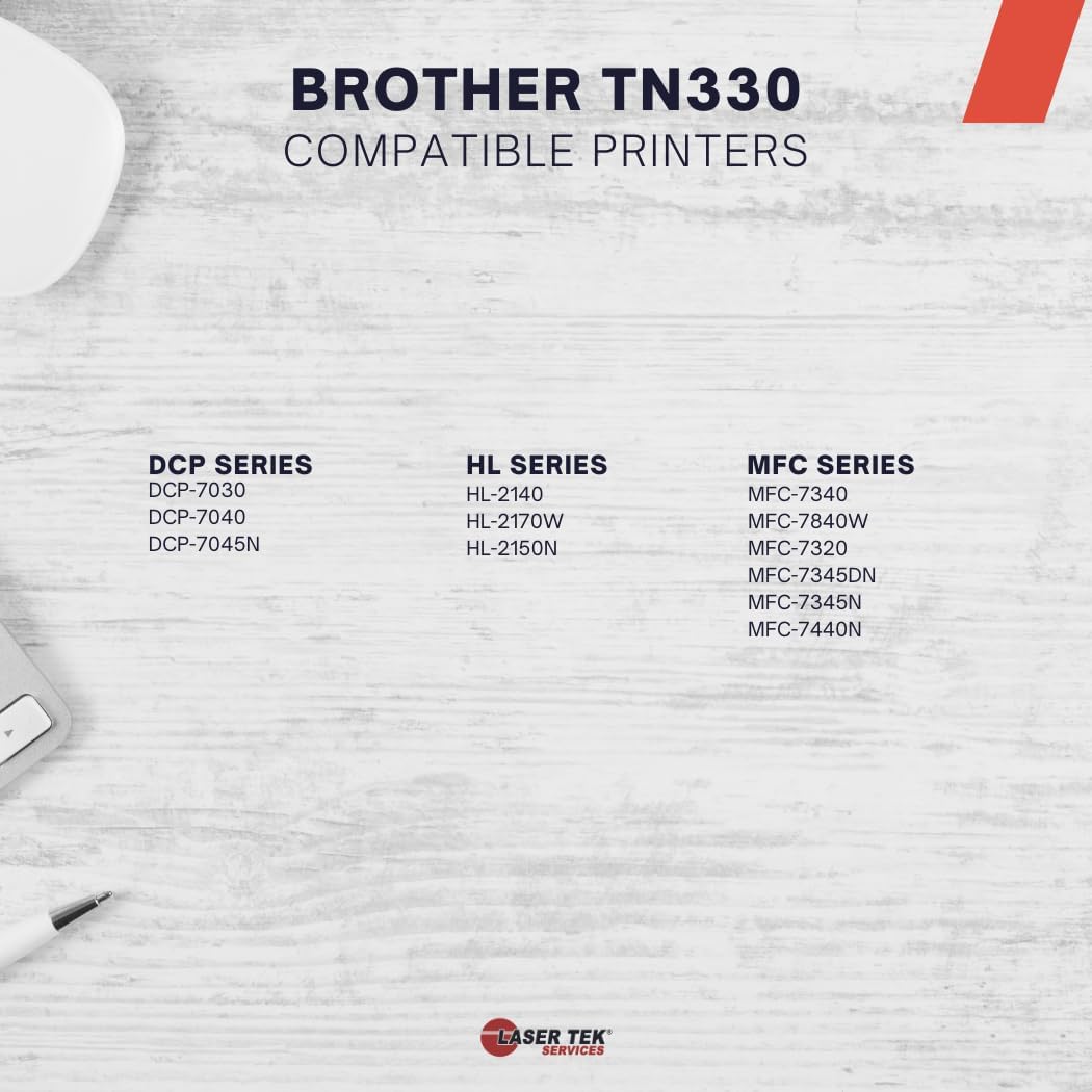 Laser Tek Services Compatible Toner Refill Kit Replacement for Brother TN330 TN-330 Works with Brother DCP-7030, HL-2140 2150N, MFC-7320 Printers (Black, 4 Pack) - 2,600 Pages