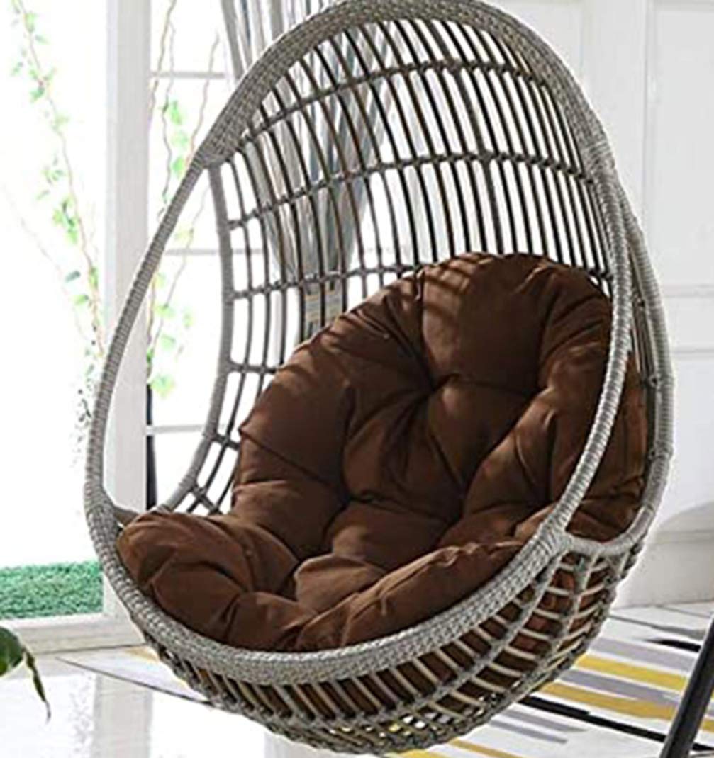 ping bu Comfortable Hanging Egg Chair Cushion Non-slip Wicker Rattan Cushion Hanging Egg Chair Pads Thicken Cozy Only Cushion (Brown)