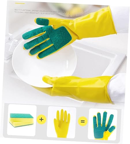 Miniatura 7 de ULTECHNOVO 1 par de guantes para limpiar guantes de látex guantes de limpieza para el hogar Guantelete Ar Handguard fregado almohadilla