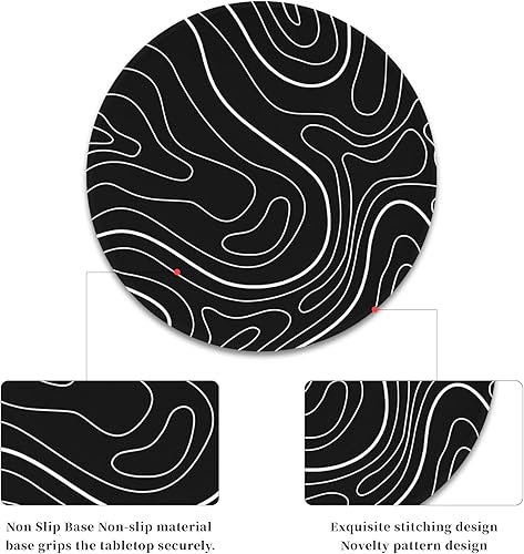 Miniatura 5 de Hancynir Alfombrilla de mouse pequeña, alfombrilla de mouse redonda con mapa topográfico abstracto con base de goma antideslizante, alfombrillas de