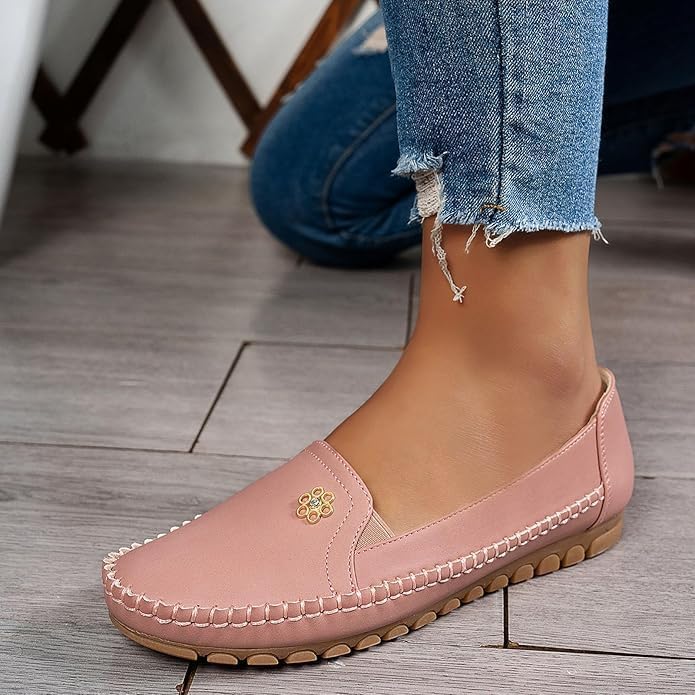 Orthopedic Shoes for Women Orthopedic Leather Loafers Dress Sneakers Slip On Shoes for Women 2026 Lightweight Slip On Stitched Flats Casual Comfort Anti-Slip Walking - Image 6