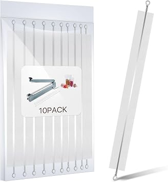 Flexzion Impulse Sealer Replacement Parts 10-Piece Impulse Sealer Parts with Heat-Resistant Fabric Strips for 600W 16-inch Heat Sealers, PTFE & Heat Seal Strips, Sealer Element Grip Replacement Kit