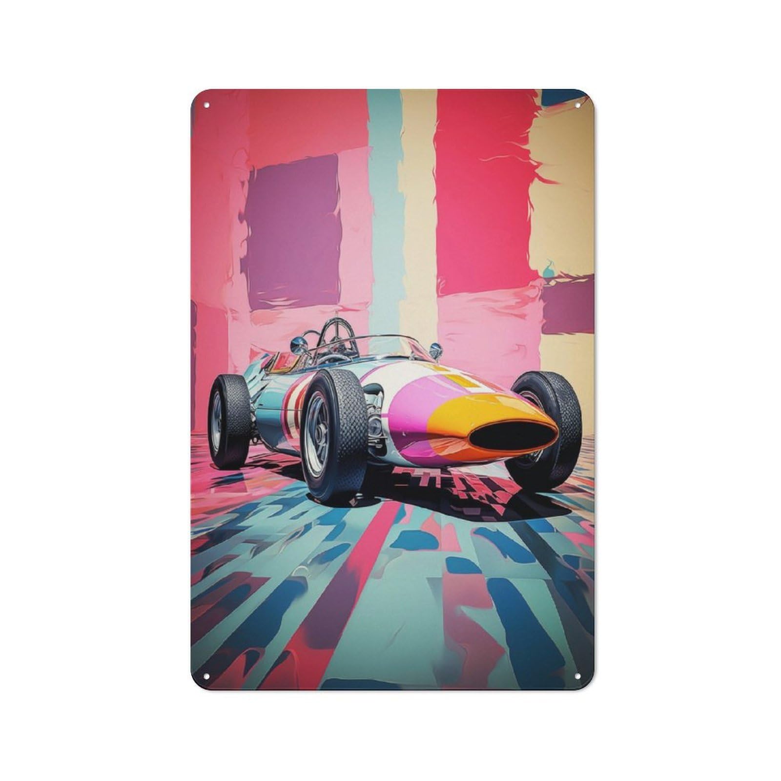 Junmoney Sixties Car Fashion Popart Vintage Metal Plaque 30X20cm, Bistro Wall Plaque For Coffee Bar, Kitchen, Bistro Or Tea Corner