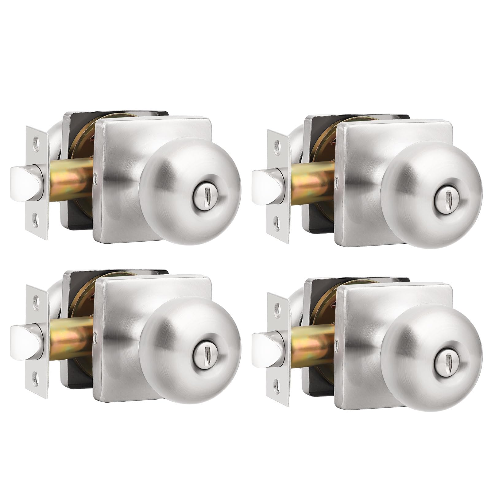 Brushed Nickel Privacy Door Knobs - Lockable & Secure -26