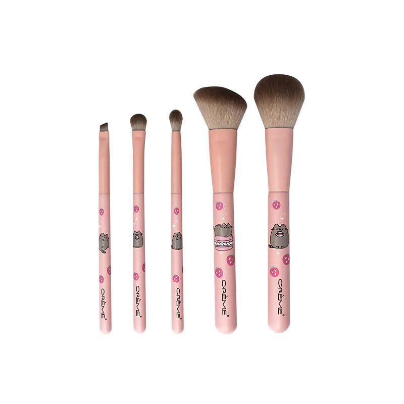 The Crème Shop X Pusheen Kit com 5 Pincéis de Maquiagem, para Sombra, Blush e Pó