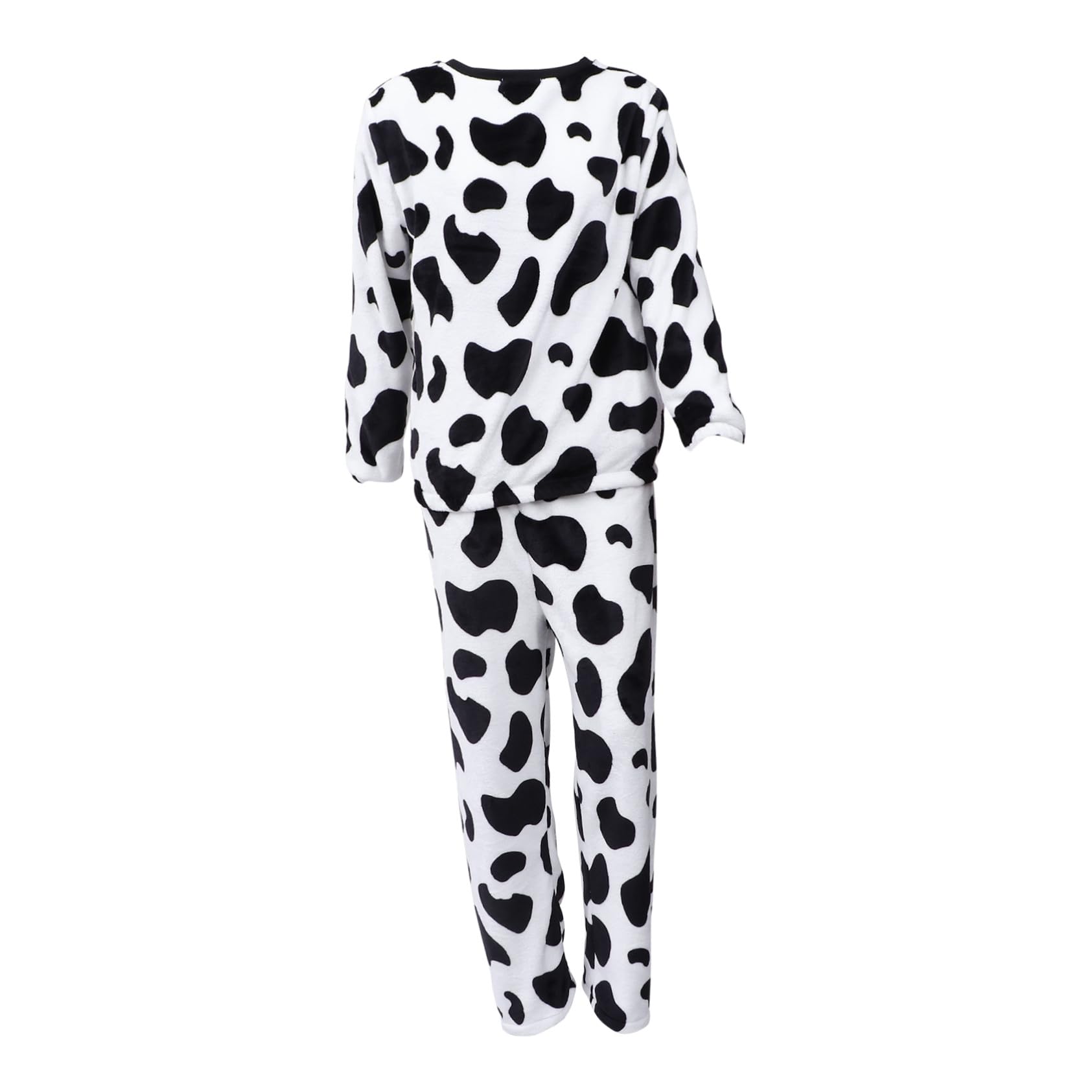Uonlytech Pigiama Donna Invernale Set da Spesso e Confortevole Maniche Lunghe Caldo in Flanella Design Animale Mucca per Ragazze per Casa Autunno e Inverno