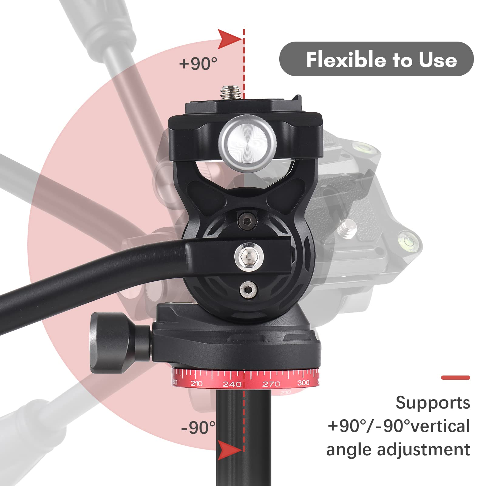 Cabezal de Fluido, Andoer Video Fluid Head Pan Tilt Tripod Head, Panorama Ballhead Tripod Mount con Tornillo de 1/4" con manija Placa de liberación rápida, Capacidad de Carga de 10 kg / 22 lbs