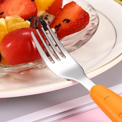 Miniatura 4 de Travel Cutlery Set Baby, 2PCS Toddler Utensils, Kids Spoon And Fork Self-Feeding, Carrot Child Flatware Sets, Stainless Steel Fun Baby Silverware,