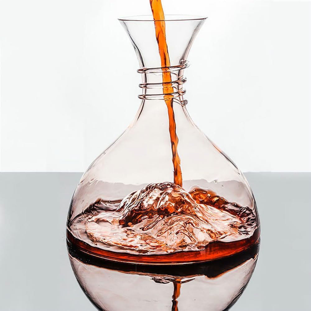 Decantador de Vino Tinto de 1800 ml, Decantador de Vino de Cristal Iceberg, Aireador de Vino rápido para el hogar Decantador de Jarra de Vino soplada a Mano para Amantes del Vino