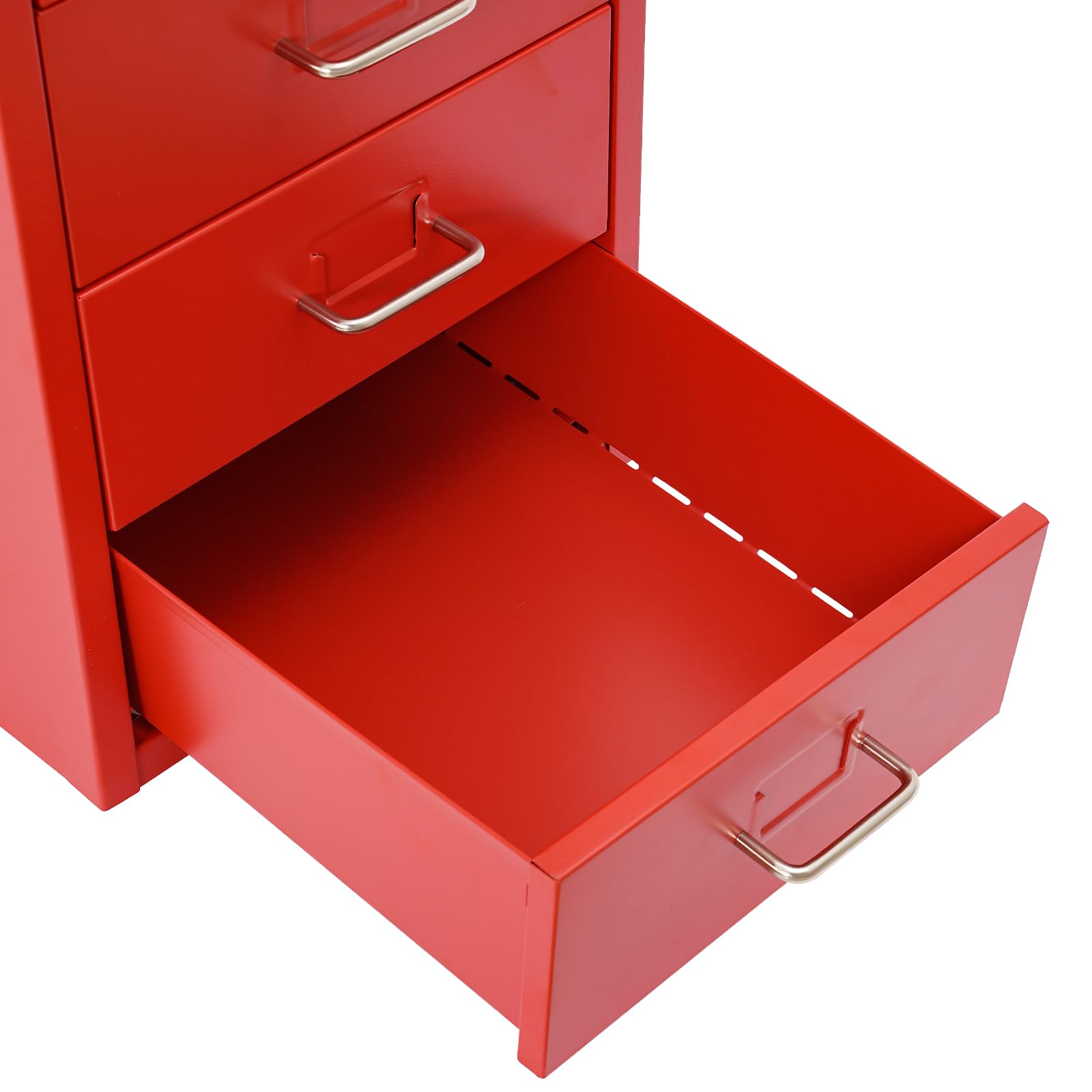 Metall Schreibtisch Unterschrank Rollcontainer mit 6 Schubladen (Rot)