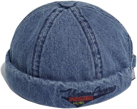 Amazon Clape ロールキャップ つば無し帽子 フィッシャーマンキャップ 刺繍 デニム ハット 丸型 個性的 男女兼用 小顔効果 ヒップホップキャップ サイズ調節付き レトロキャップ ファション 自転車 ウトドア Ct60 ダークブルー キャップ 通販