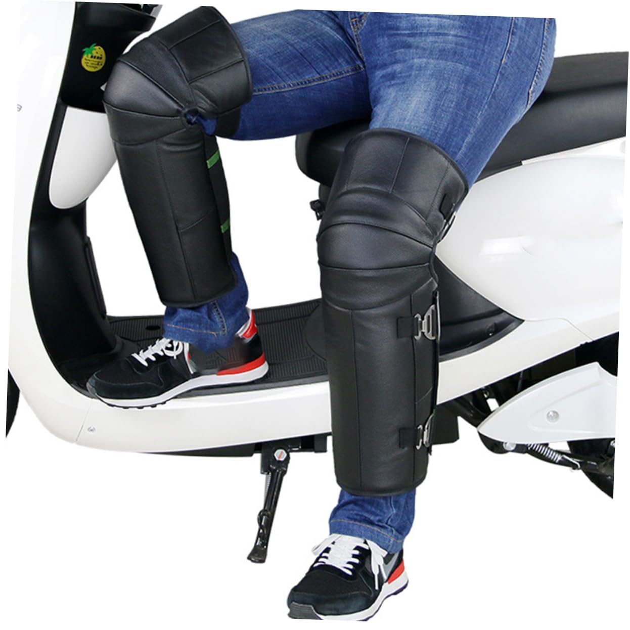 COLLBATH 1pair Warm Motorcycle Knee Sleeves Thickened Sports Kneecap Windproof Elastic Leg Guards for Cycling Buckle Lightweight Flexible Design