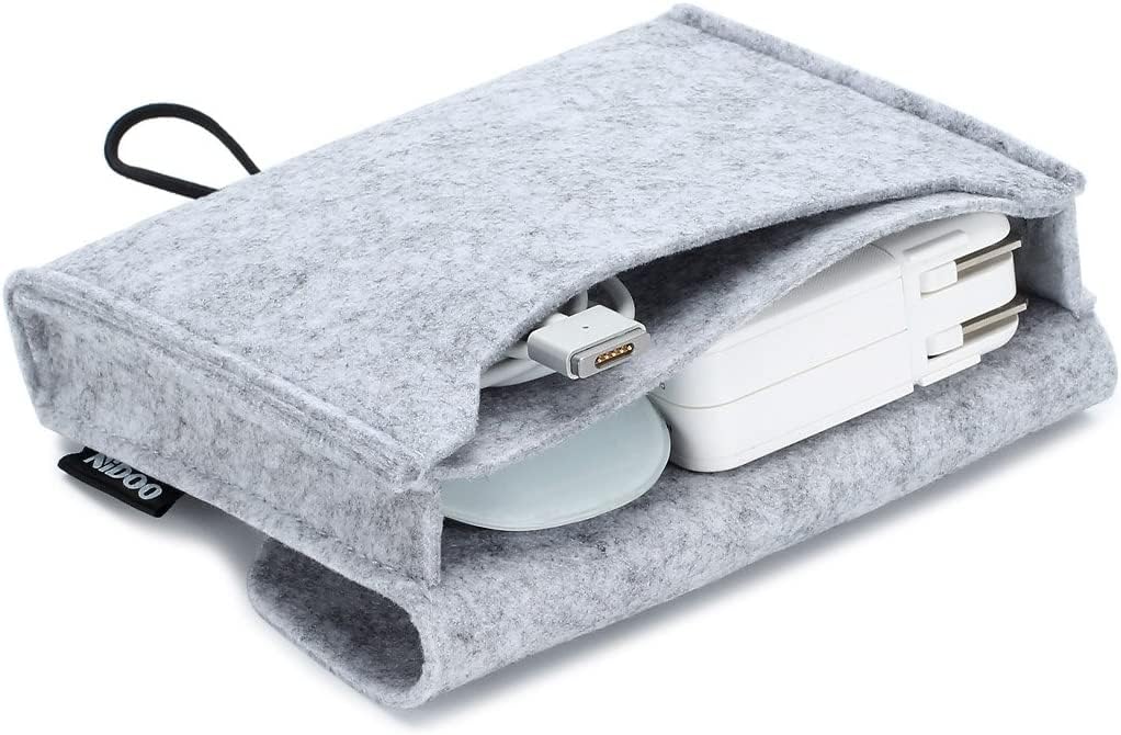 Portable Felt Storage Bag, Electronics Accessories Protective Case Pouch for MacBook Power Adapter, Mouse, Cellphone, Cables, SSD, HDD, Power Bank, Portable External Hard Drive, Grey
