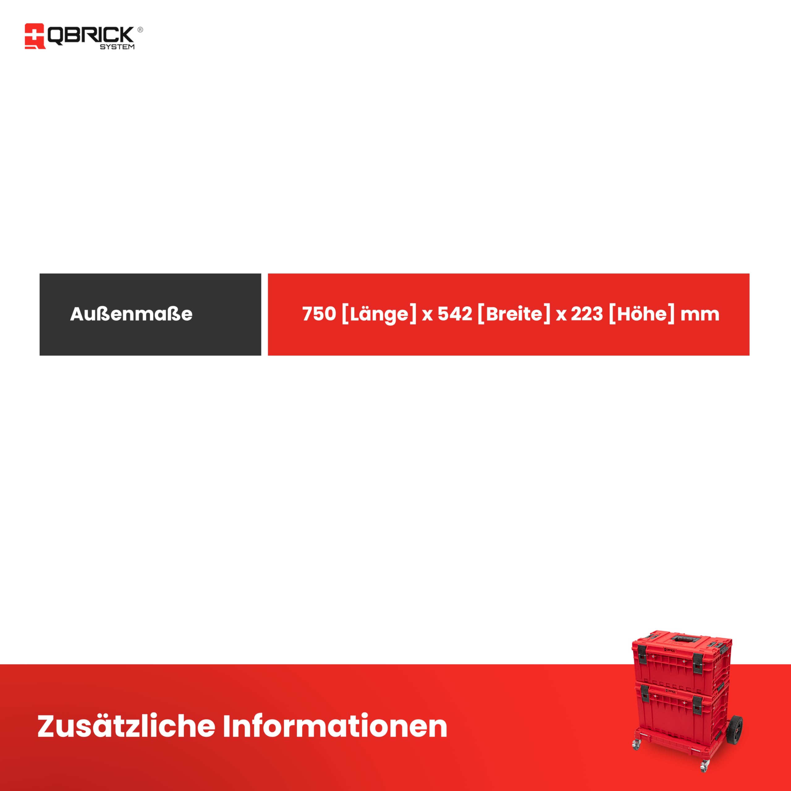QBRICK SYSTEM Transportroller Rollbrett Transportbrett 120 kg Tragkraft ONE Transport Platform All Terrain RED Ultra HD Rot 750 x 542 x 223 mm