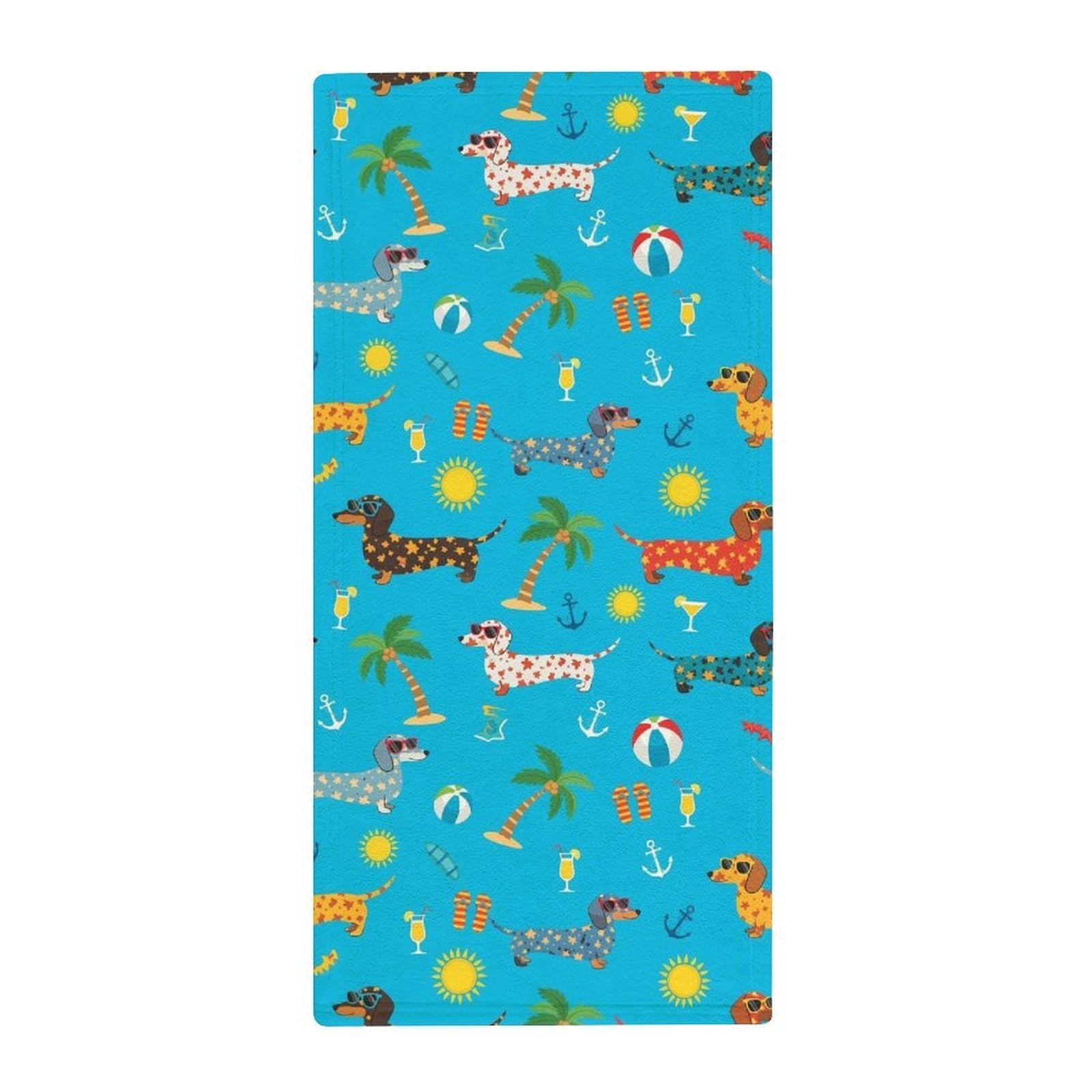 Anceky Lightweight Travel Towels, Dachshund Dog Absorbent Fingertip Towels for Camping, Yoga & Gym Essentials