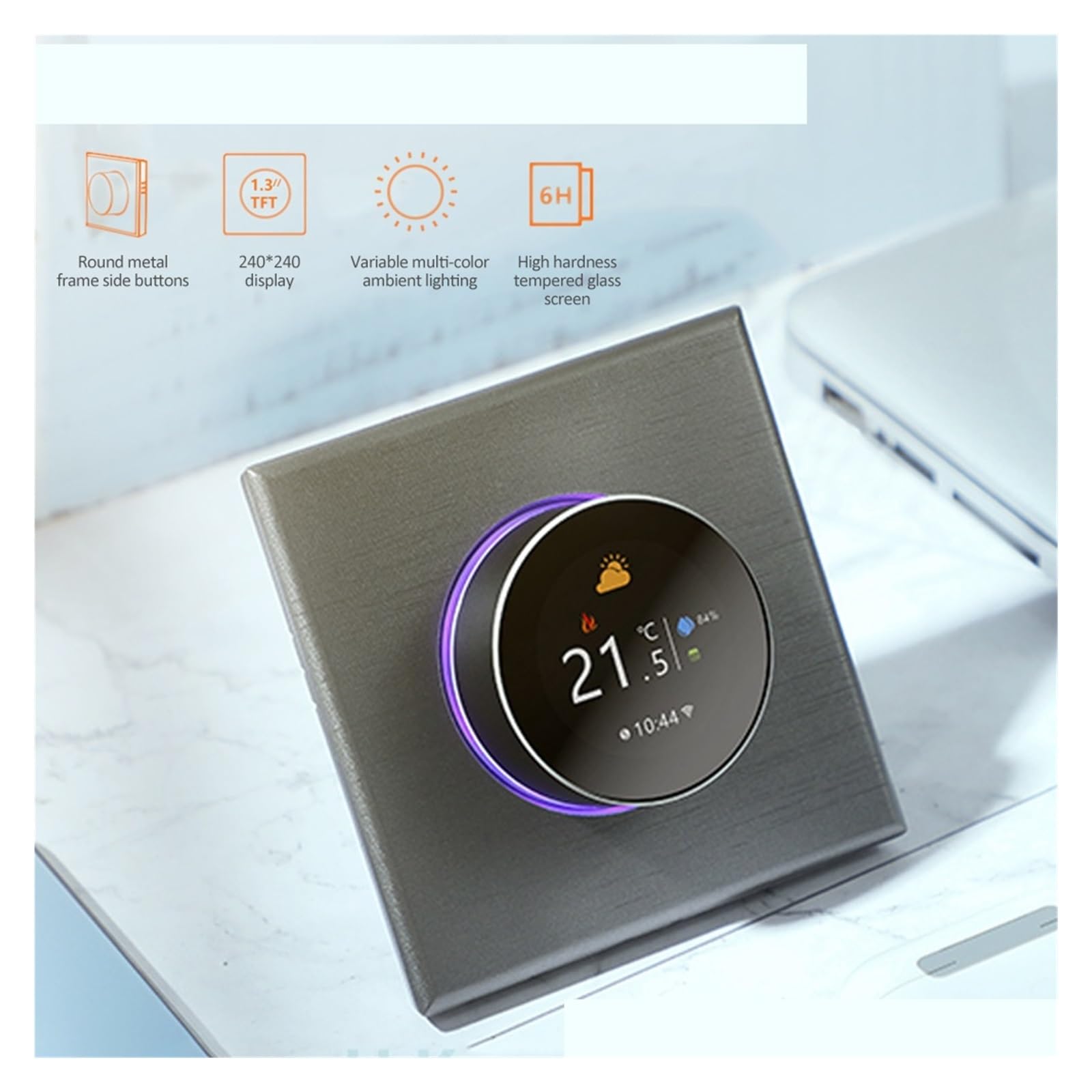 Smart Thermostat, inteligentny termostat kocioł gazowy termostat podgrzewanie wody podświetlenie/temperatura/czujnik/czas regulacja kalibracji temperatury,for Home(Grijs,GC)