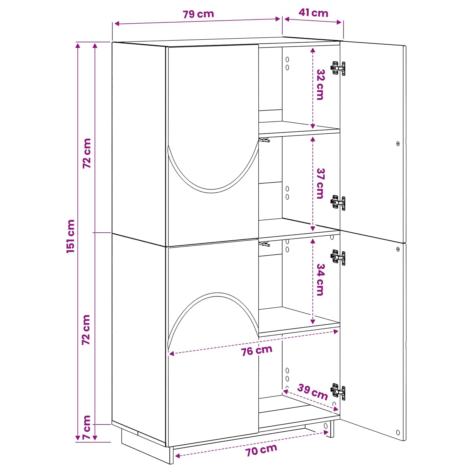 vidaXL Credenza Grigio Cemento 79 x 41 x 151 cm Legno ingegnerizzato