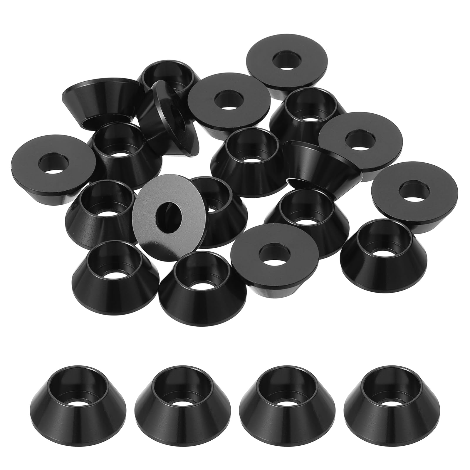 sourcing map M6 Cone Cup Washers, Anodized Aluminum Gaskets Cup Head Washer Gasket for Screw RC/FPV/PC/Drone/Mechanical Accessories Model Parts, Pack of 20 (Black)