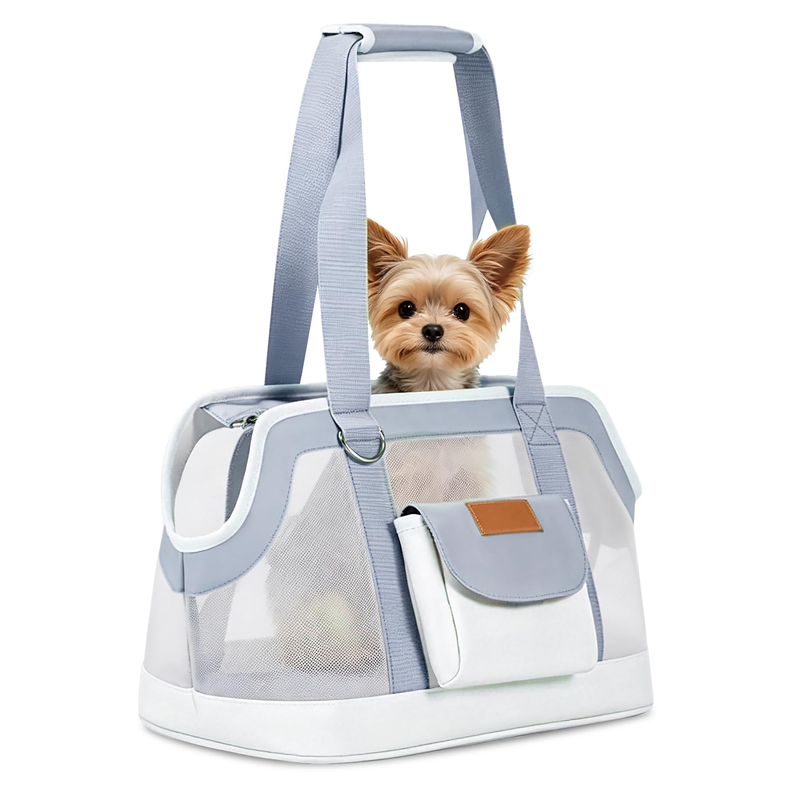 Hundetragetasche bis 5kg, Hundetasche für Kleine Hunde & Katzen, Tragetasche Hund, Hunde Tragetasche, Katzentransporttasche, leichte atmungsaktive Reisetasche (Grau)