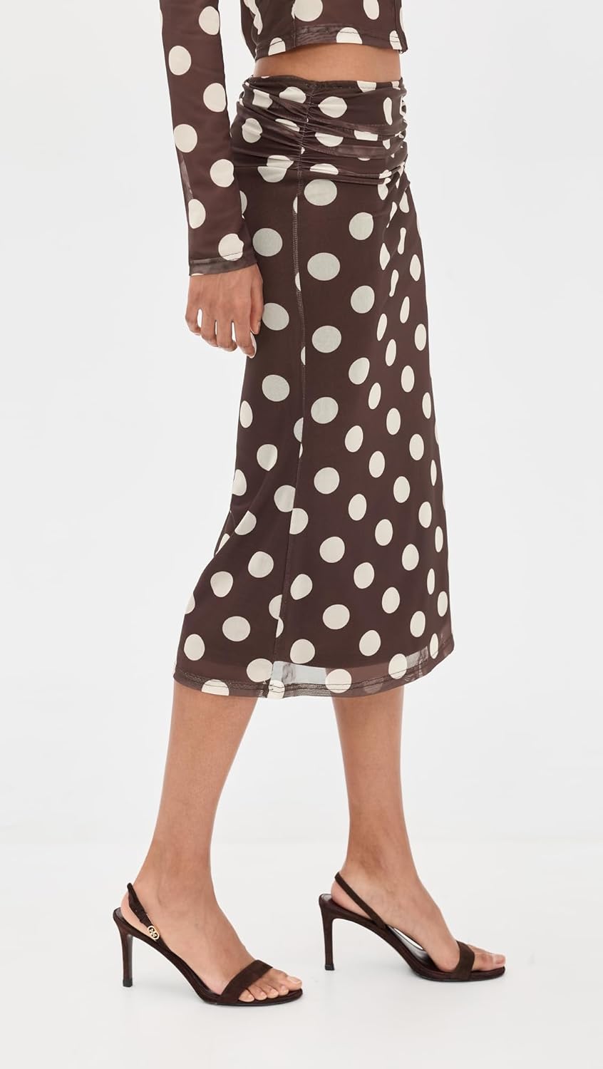 Bailey Rose Women's Chocolate Polka-Dot Skirt - Image 4