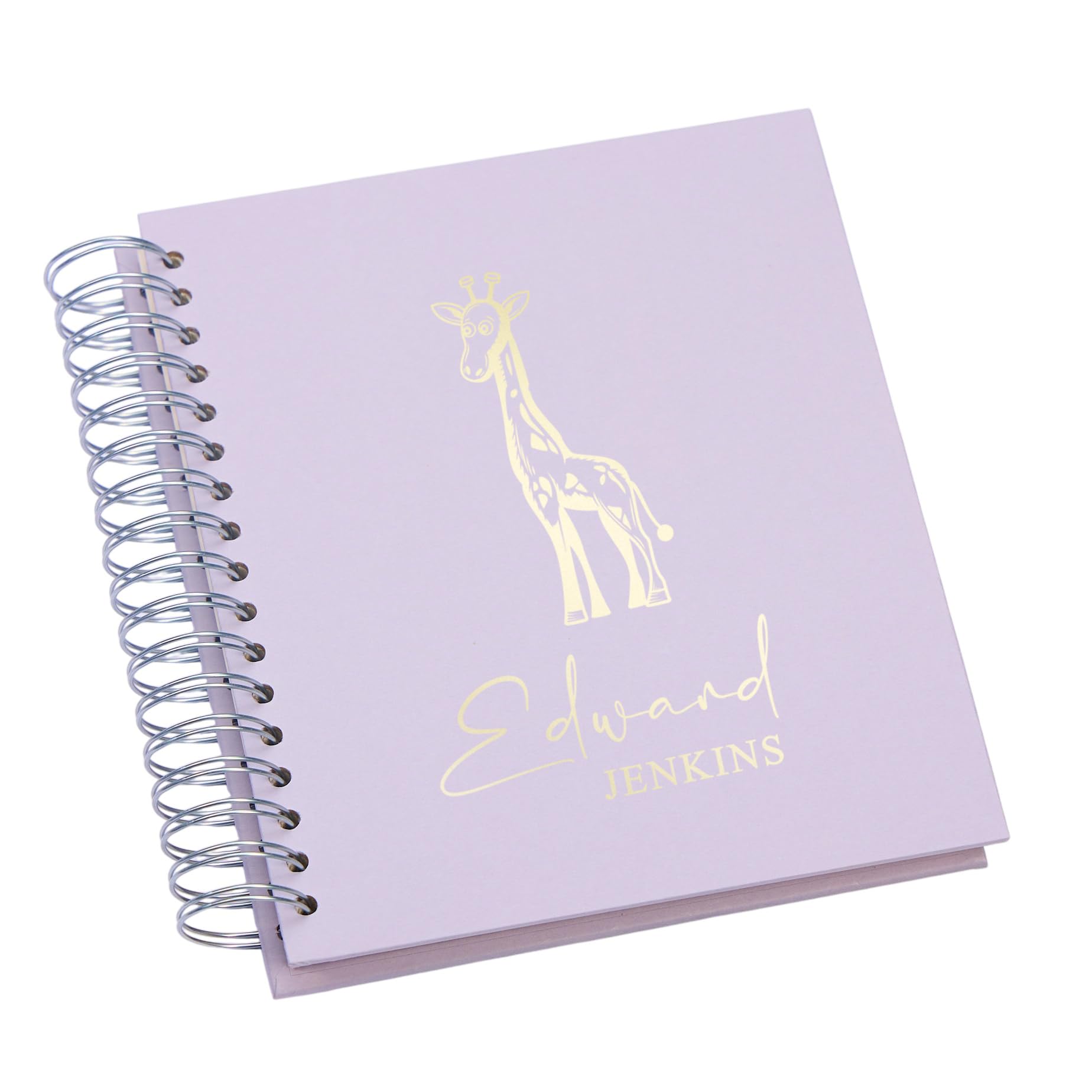Personalised Baby Photo Album with Giraffe Design, Large Memory Keepsake Book, Multiple Colours (Lilac, 4 x 6 Inch)