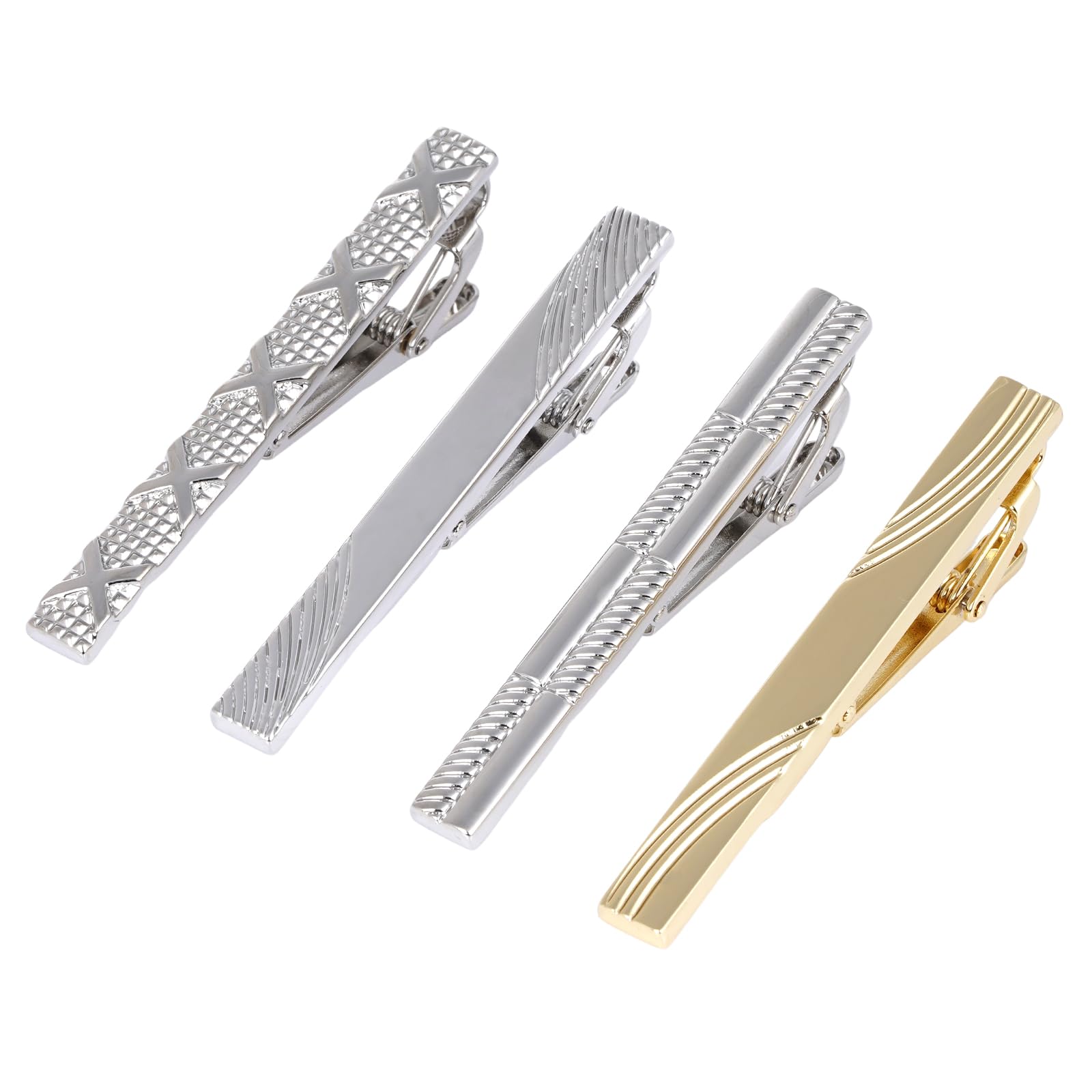 4 Pcs Stainless Steel Tie Clips for Men Classic Tie Bar Clip for Formal Business Wedding Party Fathers Day Gift