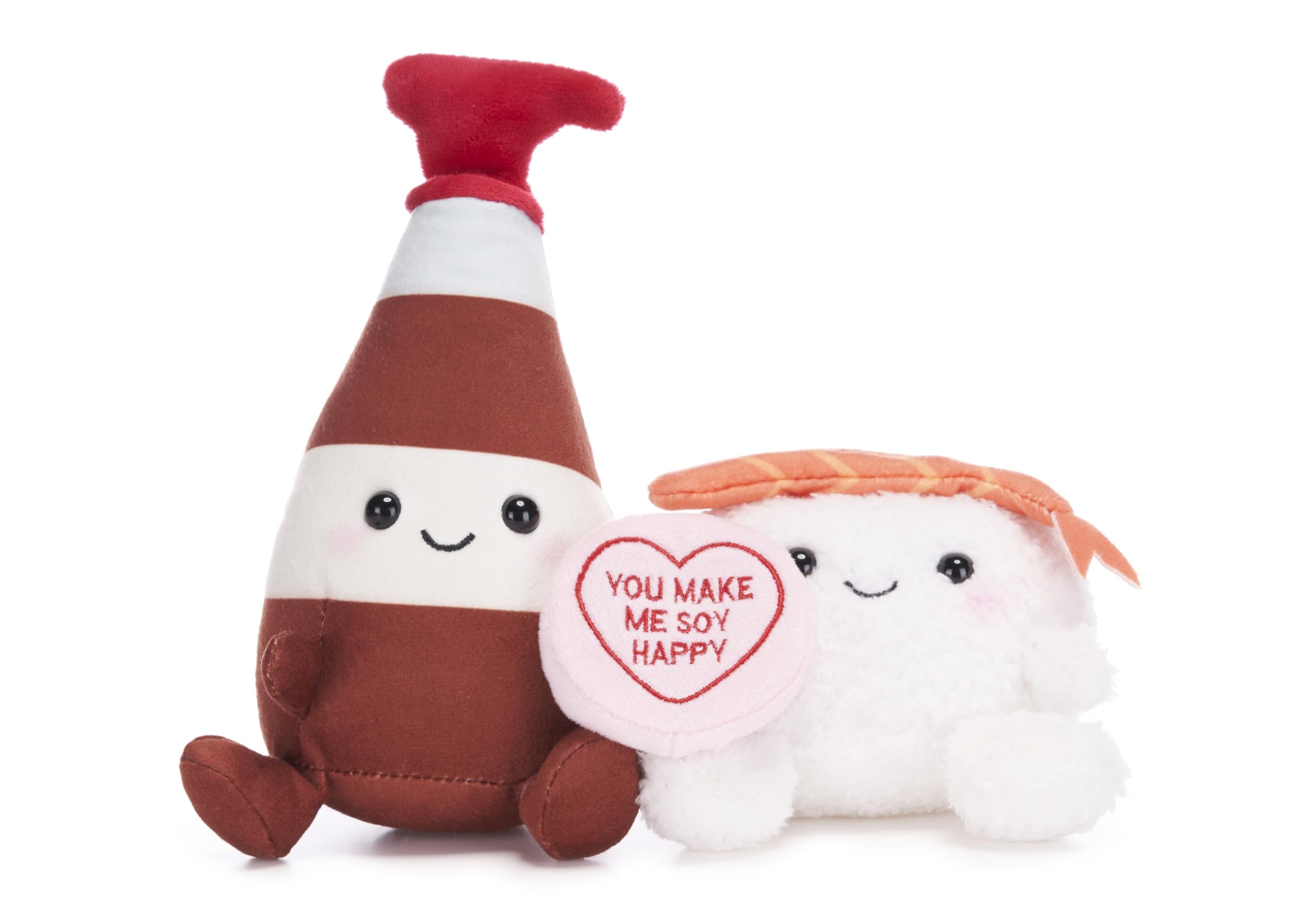 20cm Swizzels Love Hearts You Make Me Soy Happy Sushi and Soy Sauce Plush Soft Toy Pair