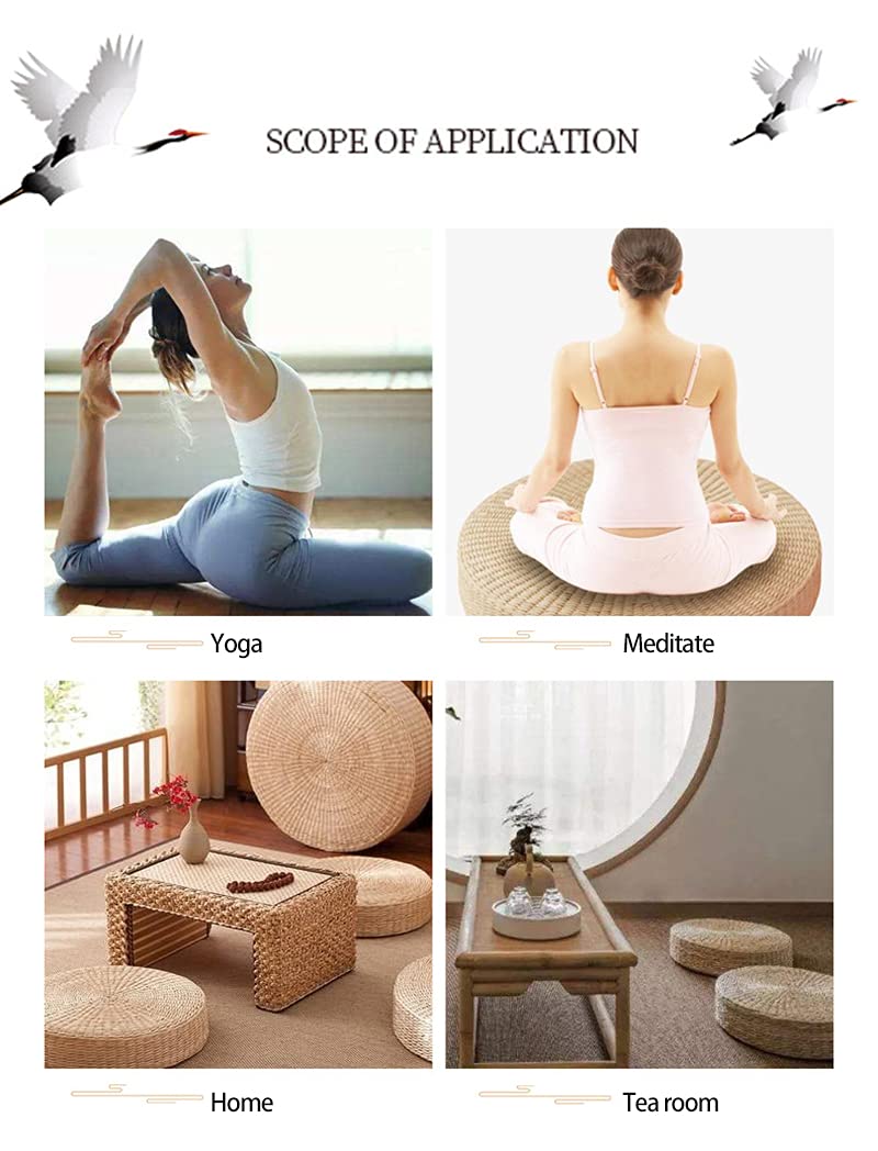 DAXXIN Cojín de meditación de futón de Estilo japonés, cojín Redondo de ratán para Yoga, cojín de Paja Tejido para decoración del hogar
