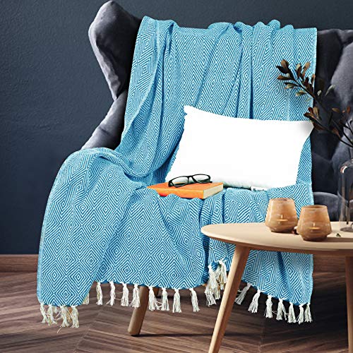 EHC Luxury Reversible Super Soft Cotton Diamond Large Throw For Sofa, Double Bed, Armchair - Teal, 150 x 200 cm - Cosy Home Interiors EHC Luxury Reversible Super Soft Cotton Diamond Large Throw For Sofa, Double Bed, Armchair - Teal, 150 x 200 cm - Image 2