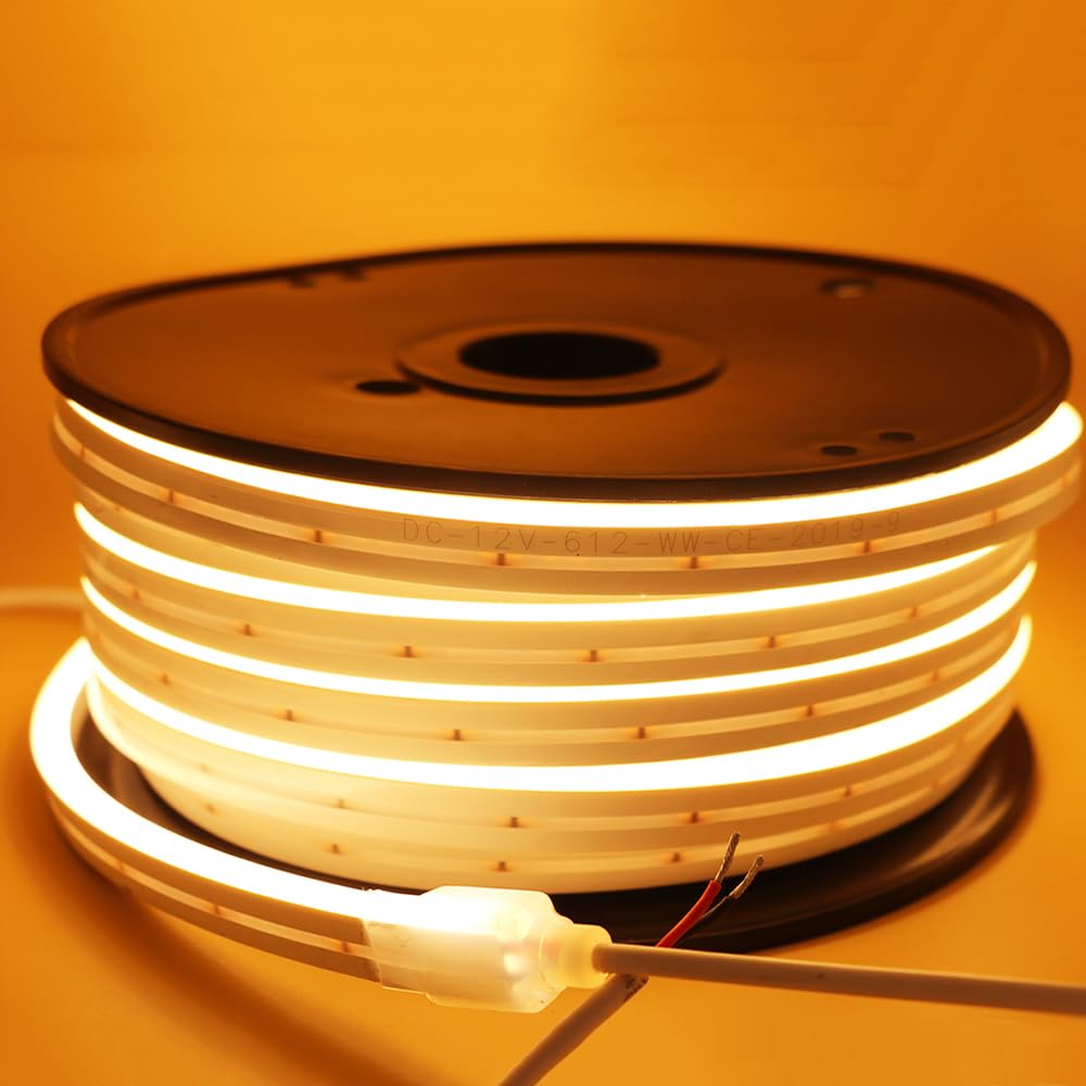 Néon LED en silicone 12V, décoration de signe de bricolage intérieur et extérieur étanche, 15 mètres 3000K blanc chaud