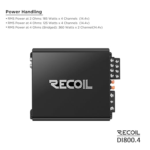 Amplificador de Audio para Auto RECOIL DI800.4 Clase D 4 Canales 1500W miniatura 3