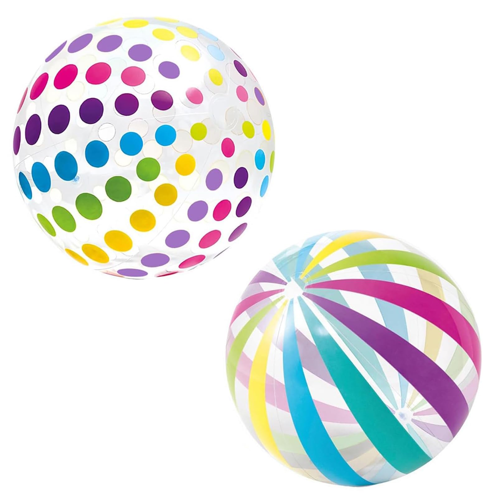 EXQUIMA 2 PCS Beach Ball, Beach Balls Inflatable, 40 cm Inflatable Beach Ball, Blow Up Ball with Colourful Polka Dots, Inflatable Pool Ball for Beach Activities, Beach Fun, Pool Games, Summer Parties