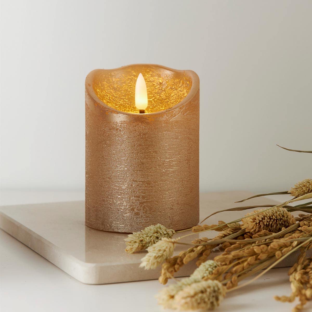 Candela LED In Vera Cera 3D FLAME RUSTIC Con Effetto Fiamma Tremolante - Altezza 10 Cm, Diametro 7,5 Cm - Colore Nero Con Funzione Timer E Batteria - 3