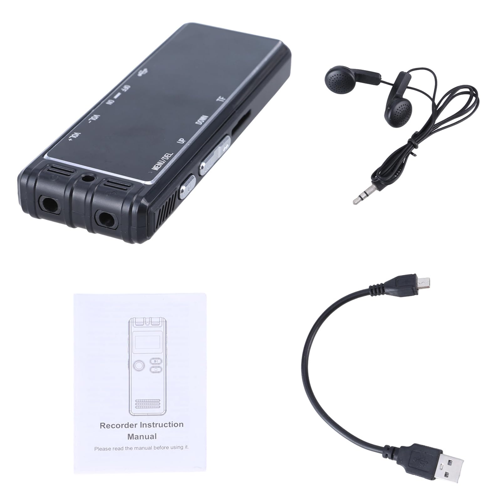 Grabadora digital activada por voz de 64 GB con reproducción, grabadora de voz dictáfono de 3072 Kpbs con reducción de ruido