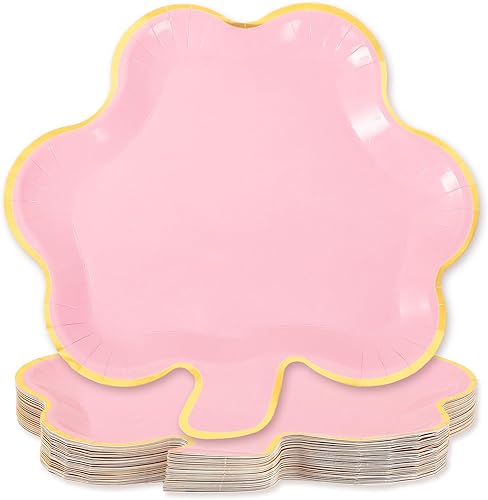 Miniatura 8 de Whaline 40 platos de papel del día de San Patricio, platos desechables con forma de trébol verde menta, platos desechables con bordes de lámina