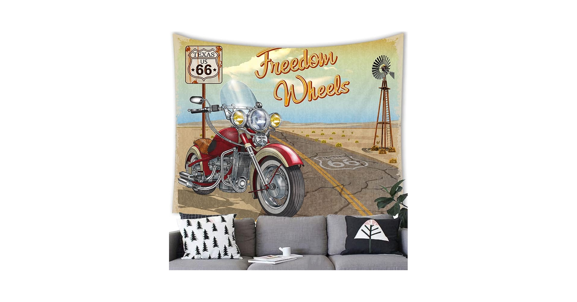 Amazon.co.jp: ND タペストリー 西海岸 ルート66 バイク