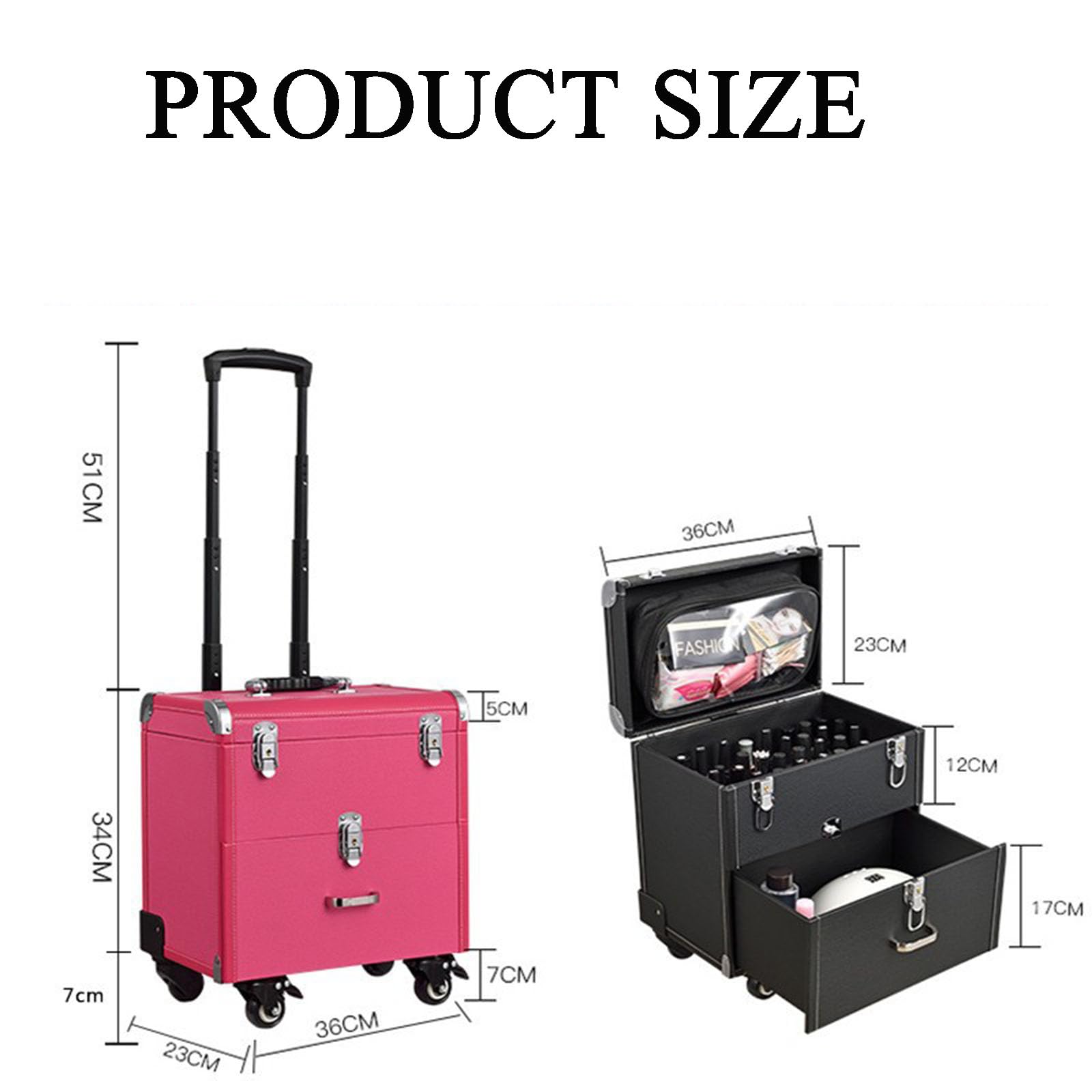 Profesjonalny wózek kosmetyczny, wielofunkcyjny futerał podróżny do makijażu z cichymi uniwersalnymi kółkami, przenośny organizer na narzędzia kosmetyczne, c
