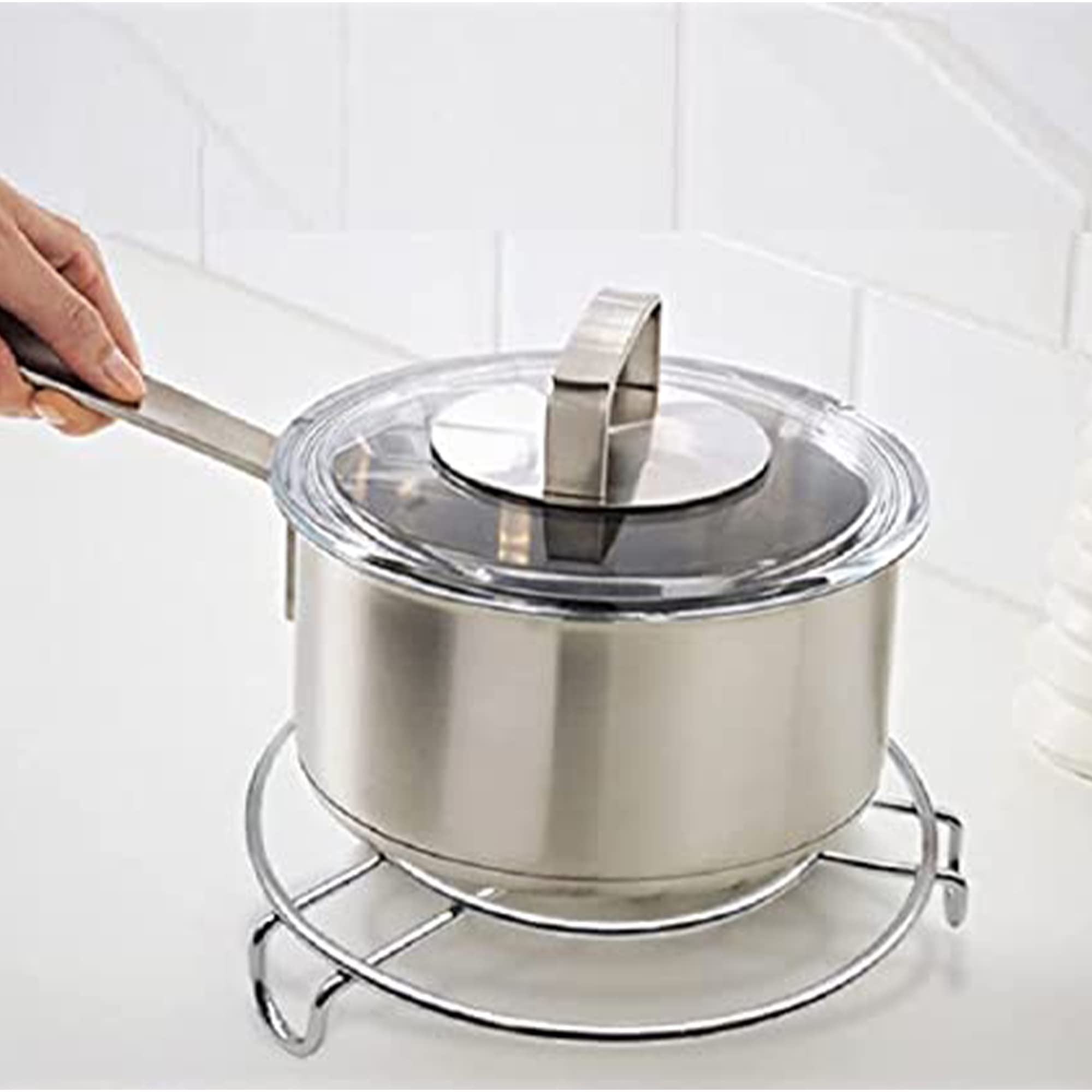 IDEAL PRIME Unbreakable Stainless Steel Trivets Set of 3 Steel Hot Pot Stand Cooker Steamer Casserole Stand roound Table Ring Tableware Pack of 3 1