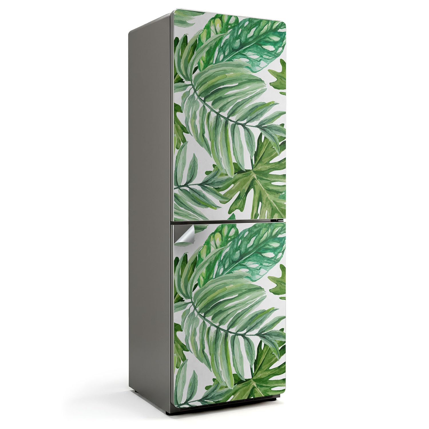 Pegatinas para frigorífico 60x190 de hojas tropicales para renovar tu cocina con un toque moderno