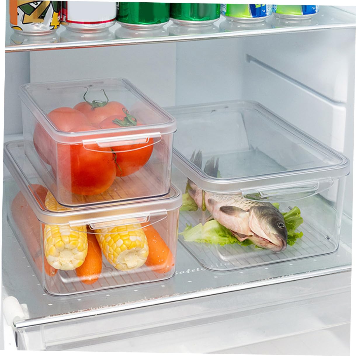 3 Stück Teiliges Kühlschrank Aufbewahrungsbox Transparent Stapelbar Frischhaltedosen Kunststoff Bpa frei Vielseitig für Obst Gemüse Gefrierfach Küche Organizer Wiederverwendbar