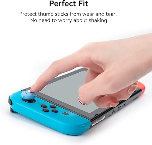 Miniatura 4 de GeekShare Bonitas tapas de silicona Joycon con agarre para pulgar, funda de joystick compatible con Nintendo Switch OLED Switch Lite, 4 unidades,