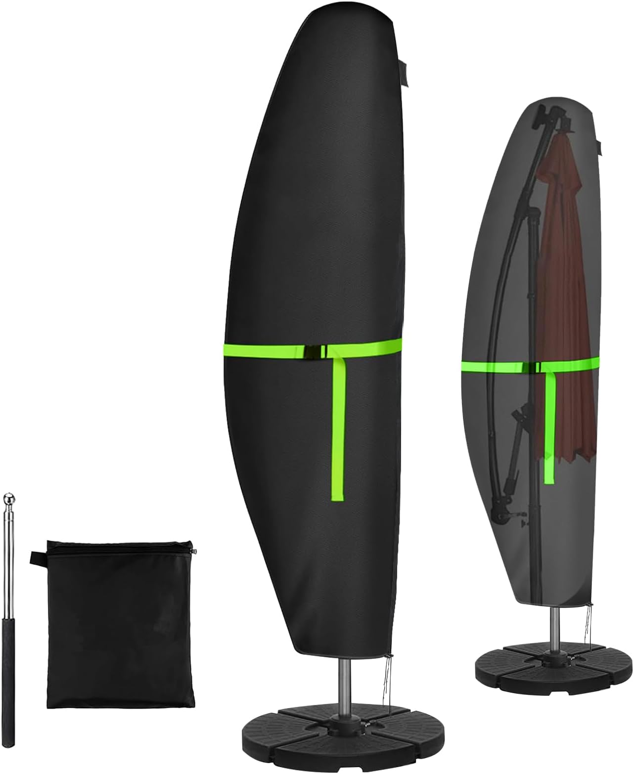 Cantilever Parasol Cover, 280cm Waterproof Heavy Duty 420D Oxford Fabric, UV Resistant Windproof Garden Umbrella Cover with Zipper, Strap, Pole – Fits 2-4m Cantilever/Straight Parasols