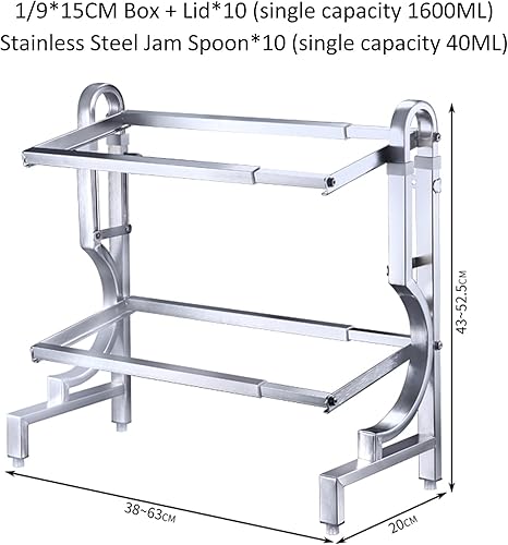 Miniatura 7 de AIZYR 19 304 bandeja de comida de acero inoxidable, contenedor de servir condimento con cubierta y cuchara para accesorios de restaurante