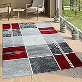 Material 100% Polypropylen Paco Home Designer Teppich Kariert Kurzflor Marmor Optik Meliert Modern Grau Schwarz Rot, Grösse:120x170 cm