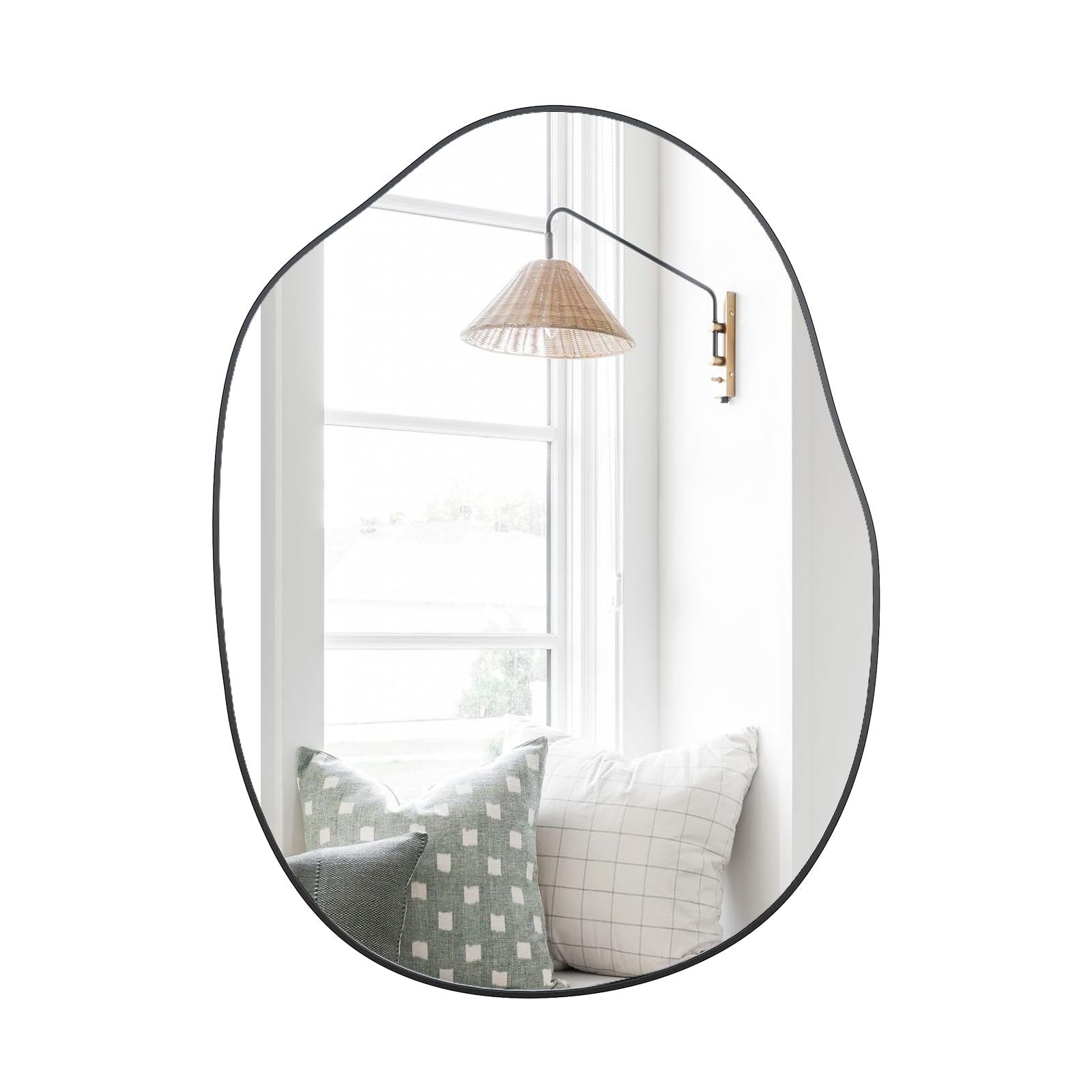 Miroir asymétrique en bois pour salle de bain 61x81 cm décoratif mural