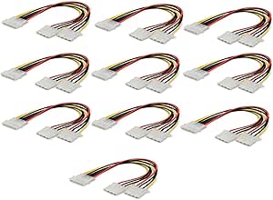 Lheng 4 Pin ATX Molex Power Supply Extension Cable Male to Female Port Power Cable IDE Power Splitter Connector 1 to 2 Power Lines 10Pcs