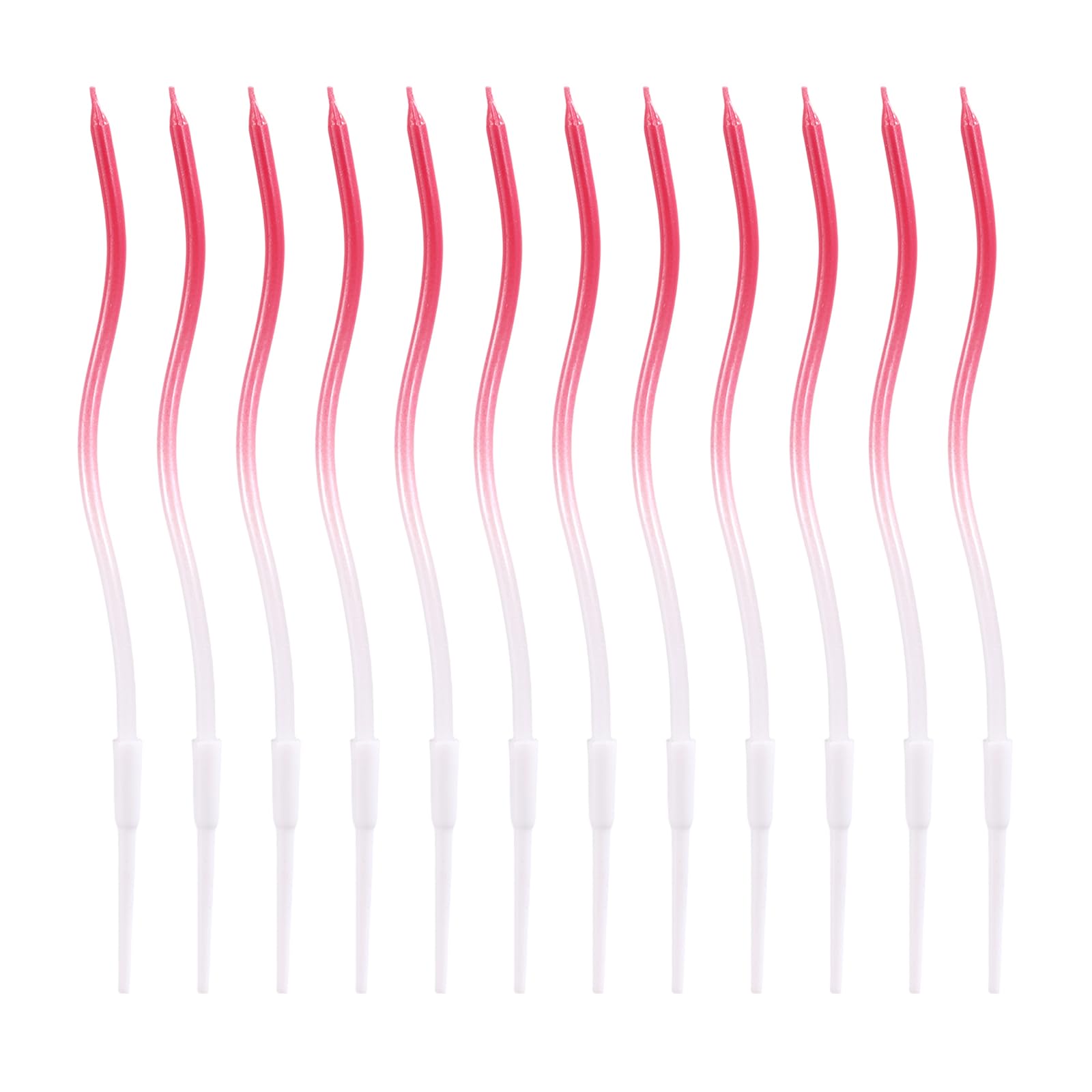 12pcs Twisty Spiral Cake Candles with Holders, Twist Slim Long Birthday Cake Candles Cupcake Decoration with Stand for Birthday Party Wedding Anniversary (Pink Gradient)