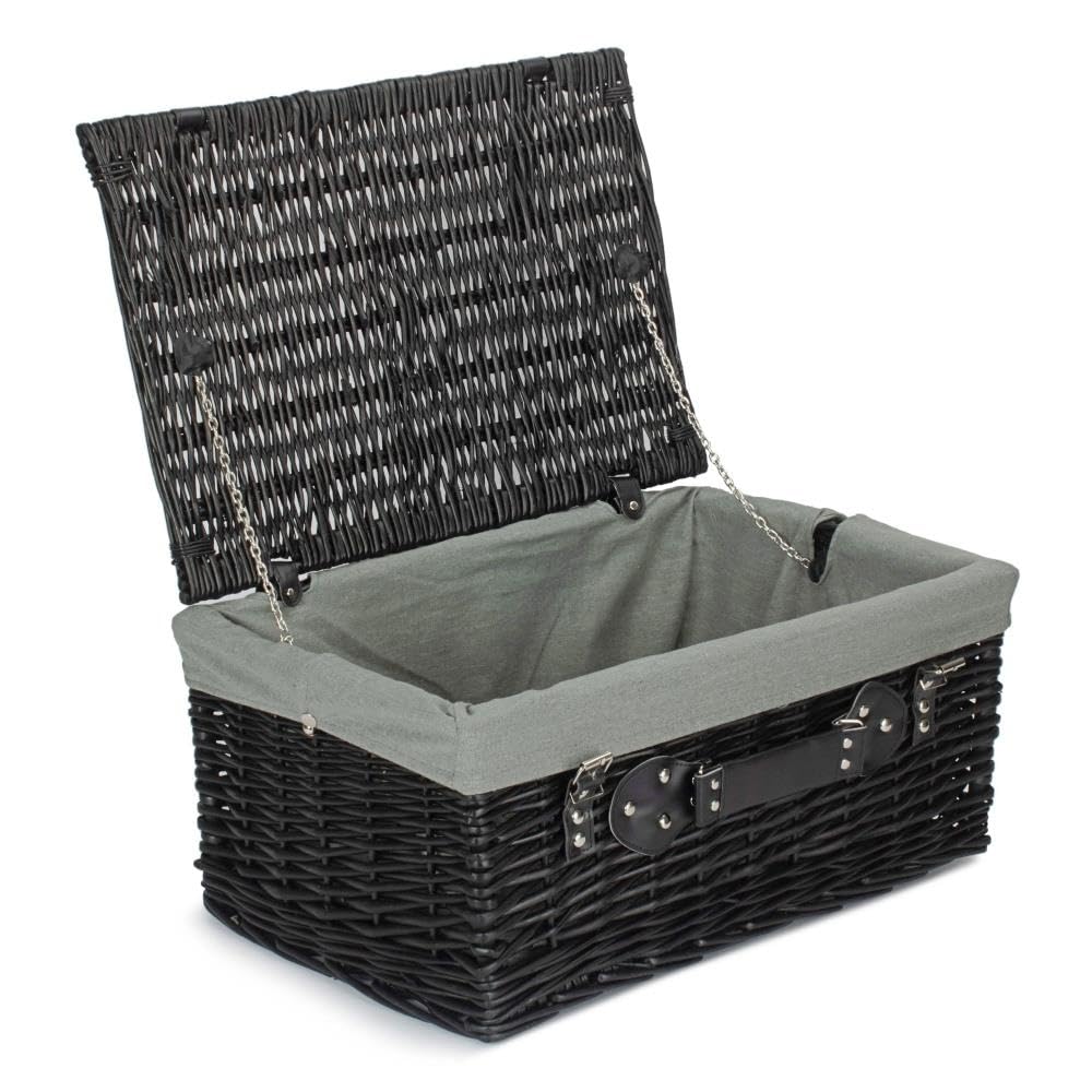 Red Hamper Eh074Gry 51Cm Empty Black Willow Picnic Basket With Grey Lining from B&Q