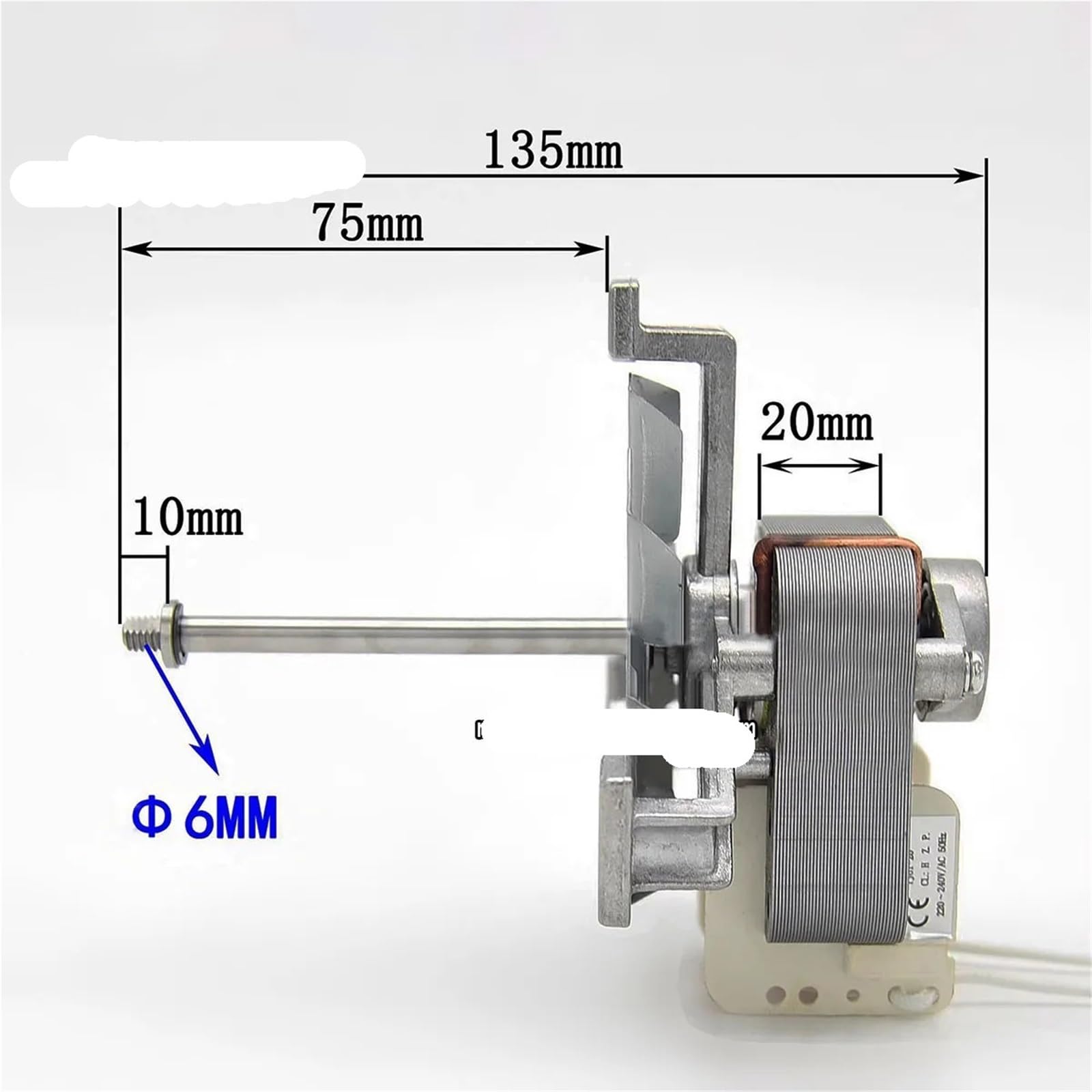 Repuestos for Cocina Comercial doméstica, Eje de 75mm, 220V, 1850RPM, 42W, 6120, 7249, Motor de Ventilador for Horno de Vapor eléctrico