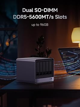 MINISFORUM AI NAS N5 Air AMD Ryzen 7 255(8/16T) Mini PC, 2X SODIMM DDR5-5600MHz Slot, 64GB SSD(MinisCloud OS), 3xSSD Slot, 5xHDD Slot, 5GbE+10GbE LAN Port Network Attached Storage